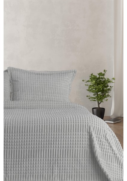 Merinos Modern Line 3 Parça Battaniye Seti - Açık Gri