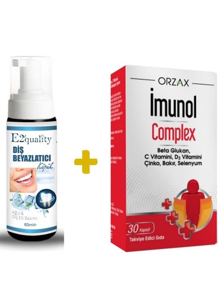 E2'Quality E2'quality Diş Beyazlatıcı Köpük + Orzax Ocean Imunol Complex Takviye Edici Gıda 30 Kapsül