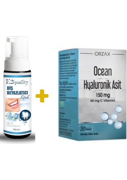 E2'Quality E2'quality Diş Beyazlatıcı Köpük + Orzax Ocean Hyaluronik Asit 150 Mg 30 Kapsül