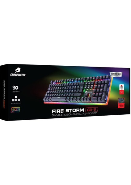 Gamebooster G918 Fire Storm RGB Blue Switch Siyah Mekanik Gaming Klavye