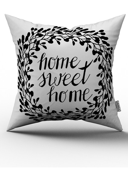 Beyaz Siyah Home Sweet Home Desenli Dijital Baskılı Çift Taraflı Kırlent Kılıfı - OTYK564-CT fiyatları