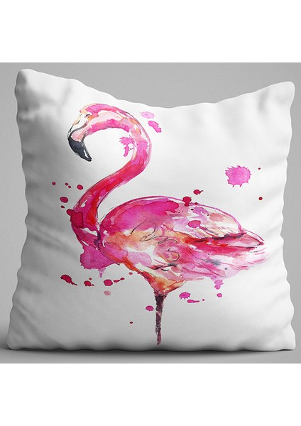 Beyaz Siyah Tropikal Çiçek Desenli Dijital Baskılı Çift Taraflı Kırlent Kılıfı - OTYK601-CT