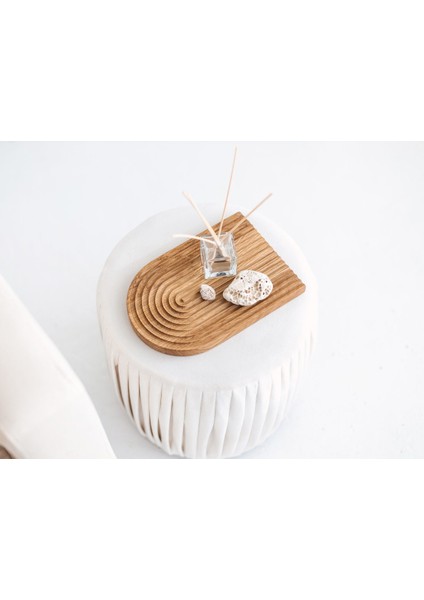 Boho Ahşap Gökkuşağı Sunum Tepsisi ve Takılık