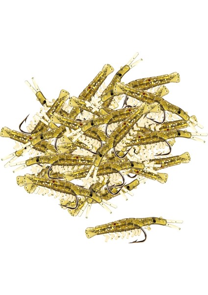 50 Adet Deniz Balıkçılık Silikon Simülasyon Karides Lures Bait Karides Lures Tan
