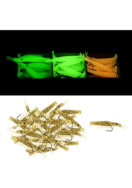 50 Adet Deniz Balıkçılık Silikon Simülasyon Karides Lures Bait Karides Lures Tan modelleri