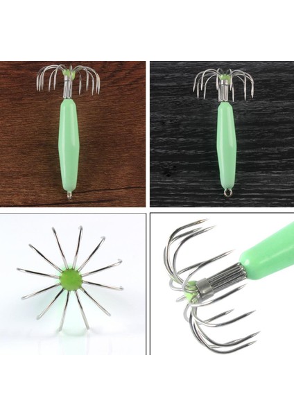 2x Paslanmaz Çelik Aydınlık Kalamar Jig Kanca Varil Şemsiye Ahtapot Kanca 8.2 cm