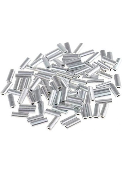 2x 100 Parça 1.0mm-1.5mm Iç Çap Balıkçılık Tel Lider Crimps Tek Varil Sıkma Kollu Alüminyum Tüp Konnektör Olta Takımı Kiti