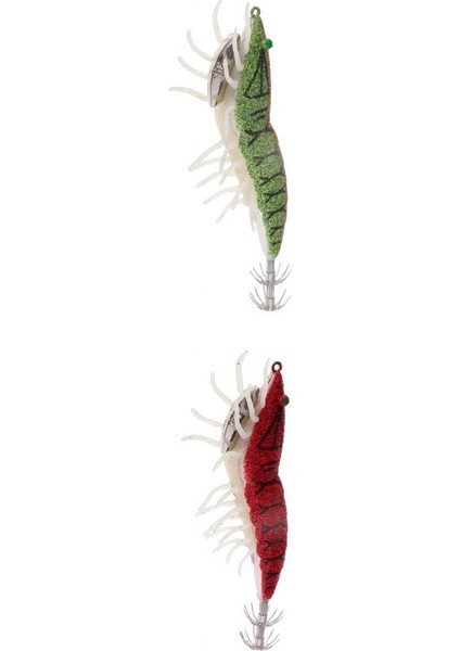 2 Adet Renkli Kalamar Lure Kanca Yumuşak Bacaklar Aydınlık Karides Sert Yemler 11.5 cm(Yurt Dışından)