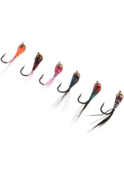 2x 6 Adet Pirinç Boncuk Kafa Alabalık Fly Balıkçılık Perileri Batan Simülasyon Sinekler Lure