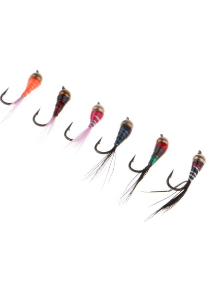 2x 6 Adet Pirinç Boncuk Kafa Alabalık Fly Balıkçılık Perileri Batan Simülasyon Sinekler Lure modelleri