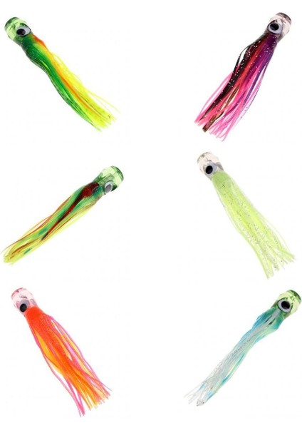 6 Adet Yumuşak Kalamar Balıkçılık Trolling Etek Cazibesi Tona Marlin Mahi Için Yapay Yem