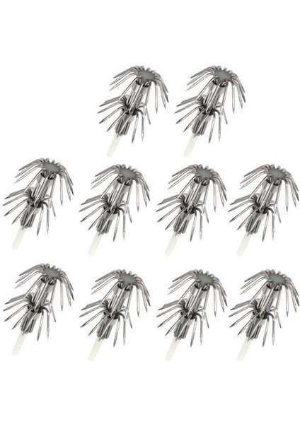2x 10 Adet Paslanmaz Çelik Aydınlık Kalamar Lure Hooks Balıkçılık Egi Jig Hooks 020
