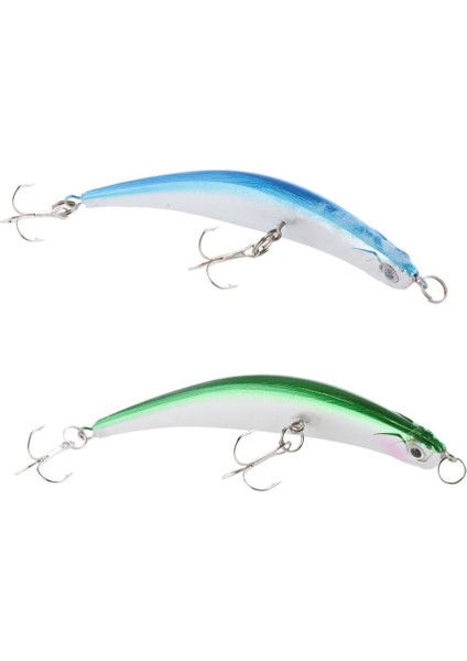 2 Adet Yumuşak Balıkçılık Lures Topwater Balıkçılık Yem Balıkçılık Kanca Cazibesi Yeşil / Mavi
