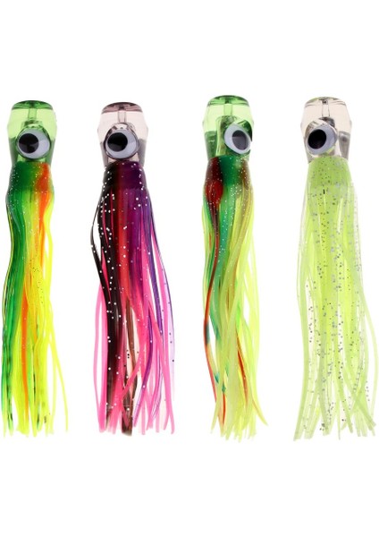 4x 3D Gözler Ahtapot Kalamar Etek Lure Trolling Etek Lures Jet Head Lures