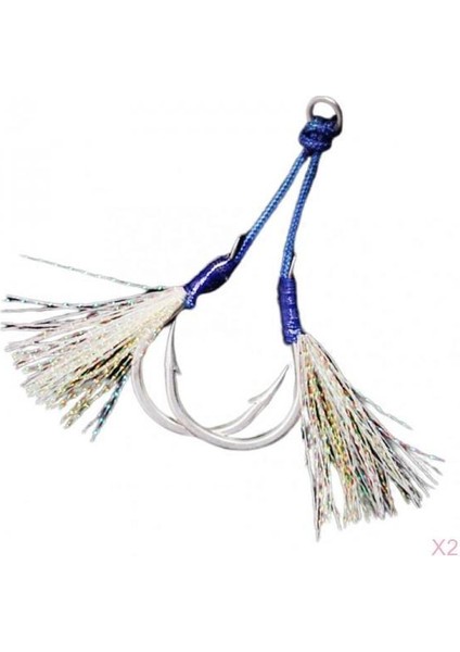 2x Assist Kanca Jigs Aydınlık Yemler Çift Kancalar ile Mücadele Glow Cilt