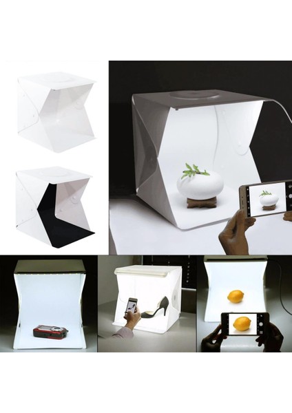 Taşınabilir Profesyonel Stüdyo LED Işıklı Fotoğraf Çekim Çadırı 30 x 30 cm modelleri