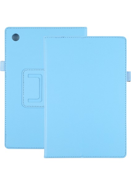 Samsung Galaxy Tab A8 10.5 2021 Litchi Doku Katı Renk Deri Tablet Kılıfı