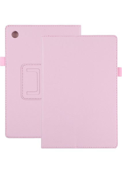Samsung Galaxy Tab A8 10.5 2021 Litchi Doku Katı Renk Deri Tablet Kılıfı