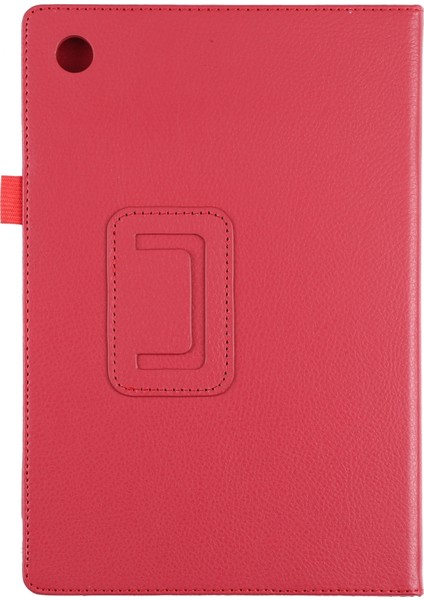 Samsung Galaxy Tab A8 10.5 2021 Litchi Doku Katı Renk Deri Tablet Kılıfı