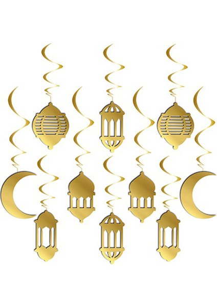Ramazan Temalı Altın 3D Sarkıt Tavan Süs 10'lu