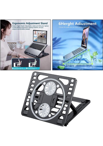Dizüstü Soğutma Pedi Katlanabilir Ince Ergonomik Konfor Soğutucu Dizüstü Siyah Için Standı (Yurt Dışından)