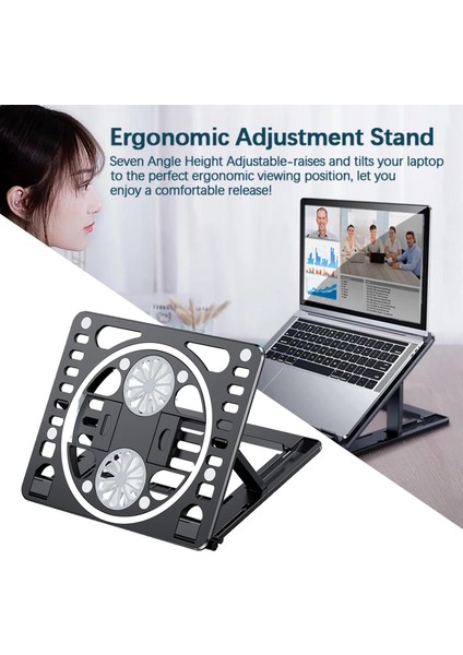 Dizüstü Soğutma Pedi Katlanabilir Ince Ergonomik Konfor Soğutucu Dizüstü Siyah Için Standı (Yurt Dışından)