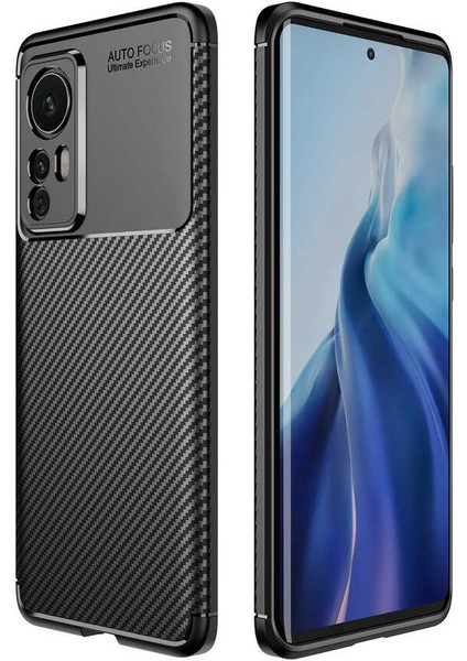 Xiaomi 12 Pro Kılıf Negro Karbon Kamera Korumalı Silikon Siyah