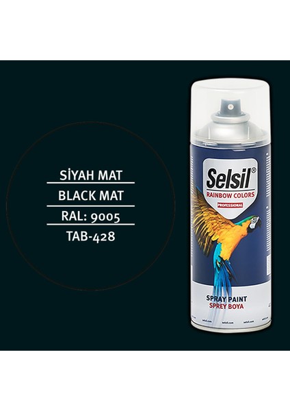 Rainbow Sprey Boya 400ML (Siyah Mat - Black Mat)