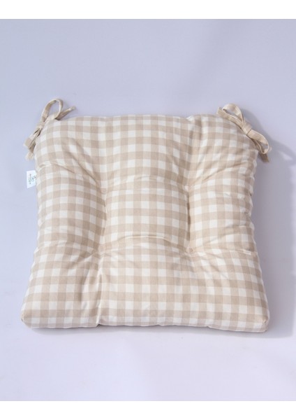 Lux Pofidik Pötikareli Sandalye Minderi 40 x 40 cm. Bej
