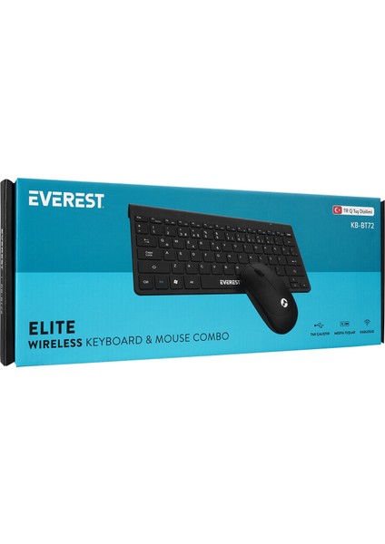 KB-BT72 Elite Black Metalik Ultra İnce Kablosuz Q Klavye + Mouse Set