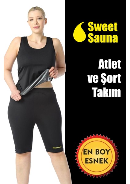 Yeni Sezon Spor Kadın Atlet Şort Takım Unisex Sweet Sauna Termal Siyah