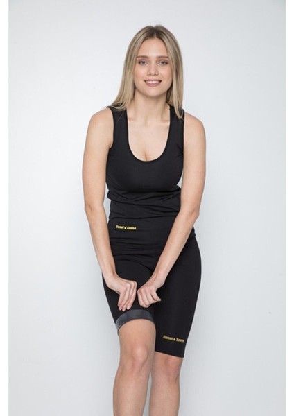 Yeni Sezon Spor Kadın Atlet Şort Takım Unisex Sweet Sauna Termal Siyah