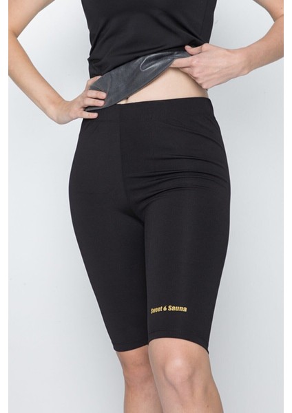 Yeni Sezon Spor Kadın Atlet Şort Takım Unisex Sweet Sauna Termal Siyah