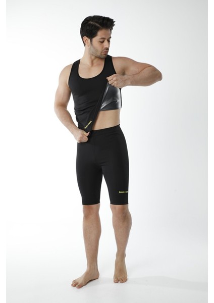 Yeni Sezon Spor Erkek Atlet Şort Takım Unisex Sweet Sauna Termal Siyah