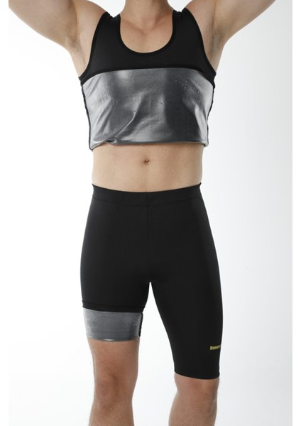 Yeni Sezon Spor Erkek Atlet Şort Takım Unisex Sweet Sauna Termal Siyah