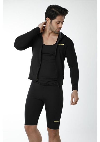 Ince Beden Uzunkollu Kapşonlu Cepli Üst Şort Unisex Sweet Sauna Termal modelleri