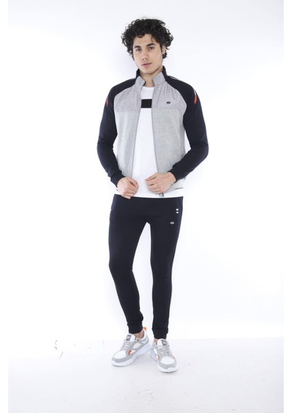 Erkek Slimfit Spor G2 Melanj (Açık Gri) Eşofman Takımı - 6733