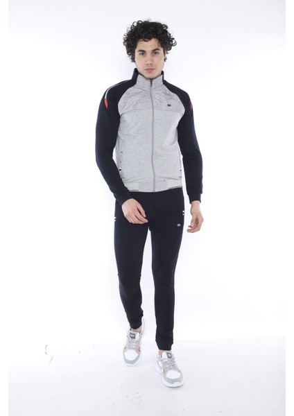 Erkek Slimfit Spor G2 Melanj (Açık Gri) Eşofman Takımı - 6733