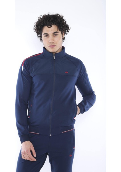 Erkek Spor Slimfit Kalıp, Dik Yaka, Lastik Paça, 4 Cepli,4 Mevsim Royal Eşofman Takımı - 6733