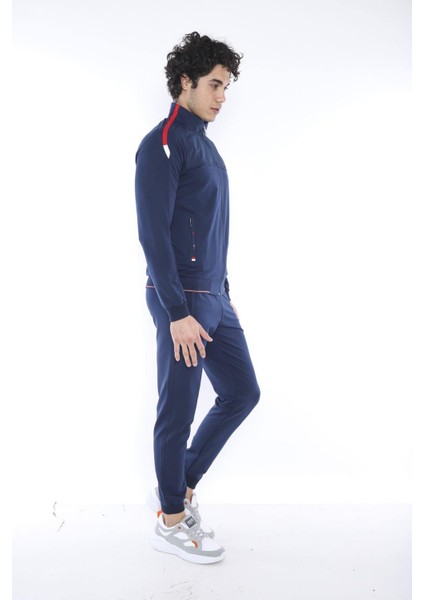 Erkek Spor Slimfit Kalıp, Dik Yaka, Lastik Paça, 4 Cepli,4 Mevsim Royal Eşofman Takımı - 6733