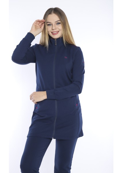 Kadın Spor Royal Fermuarlı, Cepli Tunik Eşofman Takımı - CC-6725 - 6725