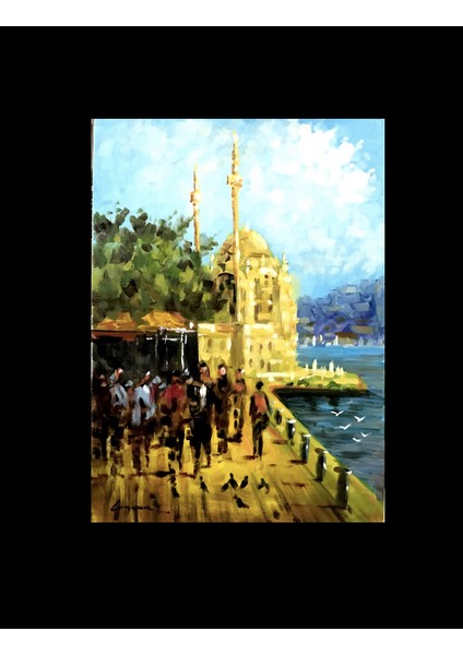 Orjinal Yağlıboya Istanbul Ortaköy Manzara 50 x 70 cm