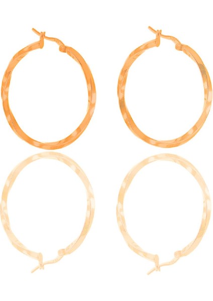 Gümüş Rose 36 mm Burgu Halka Küpe