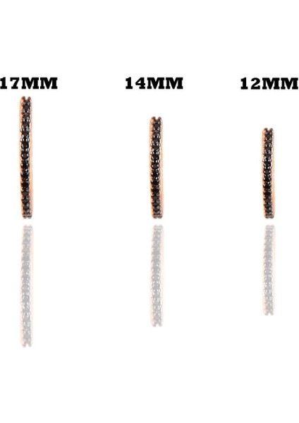 Gümüş Rose Siyah Taşlı Üç Boydan Oluşan Kombin Halka Küpeler fiyatları