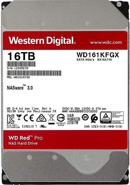 Western Digital 16TB WD Red Pro Nas Dahili Sabit Disk HDD