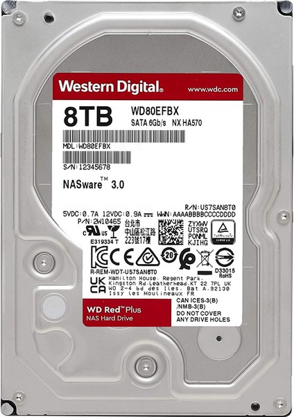 Western Digital 8 TB WD Red Plus Nas Dahili Sabit Sürücü HDD fiyatları