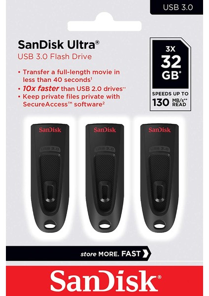 32 GB 3'lü Paket Ultra USB 3.0 Flash