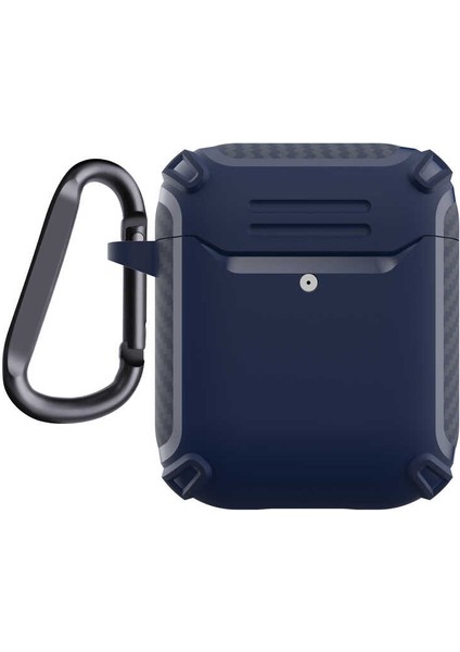 AirPodss Kılıf Kulaklık Koruyucu Airbag Tpu Çengelli Lacivert