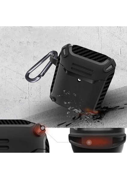 AirPodss Kılıf Kulaklık Koruyucu Airbag Tpu Çengelli Siyah