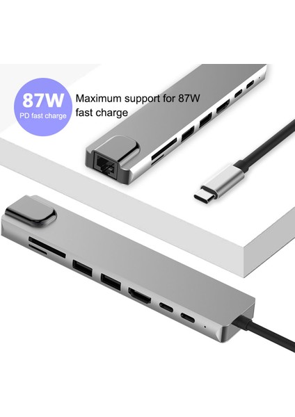 C Tipi HDMI Ağ Kartı Usb-C3.0 Hub Genişletme Yuvası (Yurt Dışından)